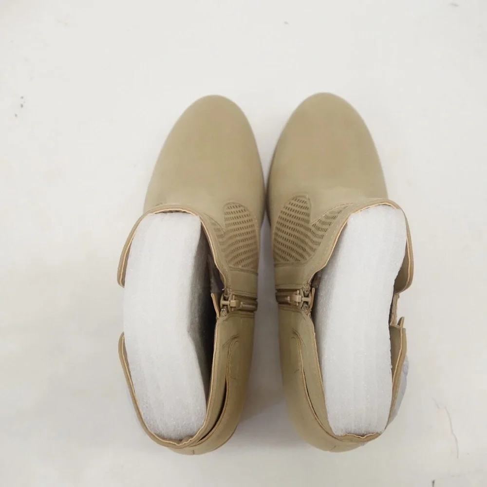 SALE! Mia Womens Beige Katrine Zipper Block Heeled Bootie NEW NO BOX